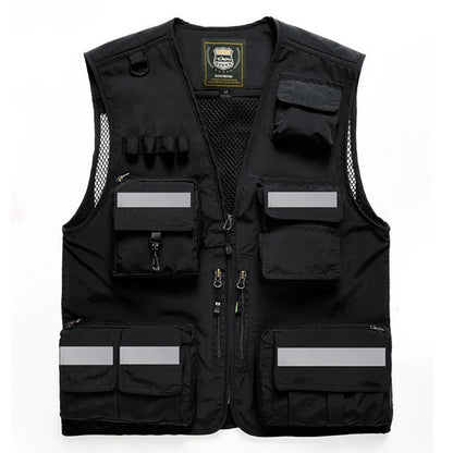 S-7XL Multi Pocket Work Vest for Men Women Volunteer Working Uniforms Logo Printing Fishing Photography Workwear Vest