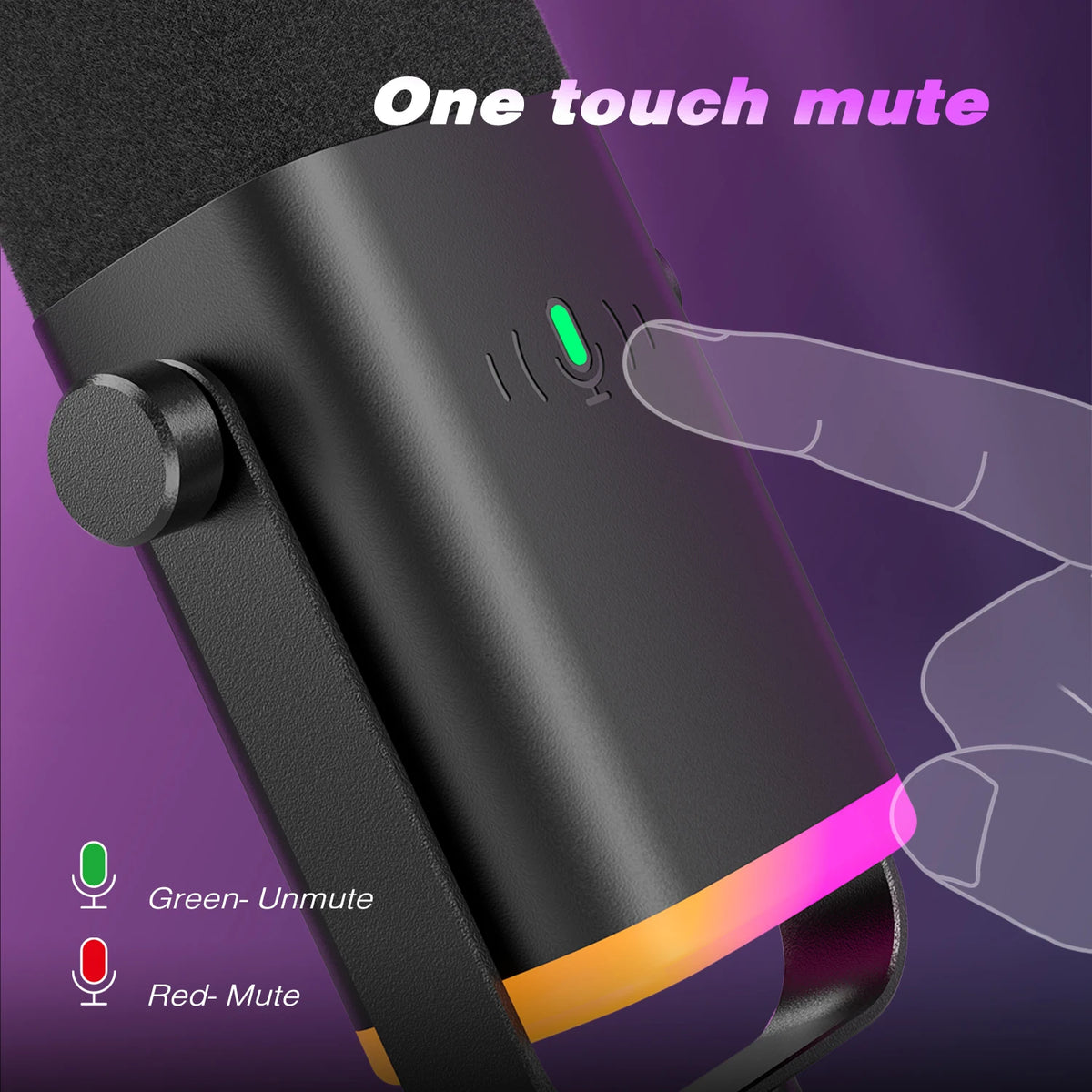 FIFINE USB/XLR Dynamisk Mikrofon med Tystknapp och Hörlursuttag