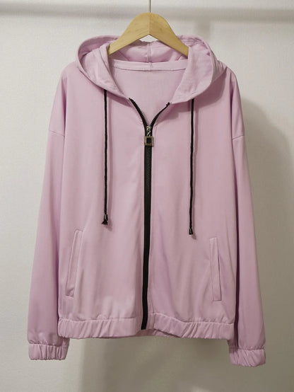 Ladies Fashion Sweatshirt New Autumn Winter Trend Color Block Design Comfortable Streetwear Style Ladies Pullover Hoodie