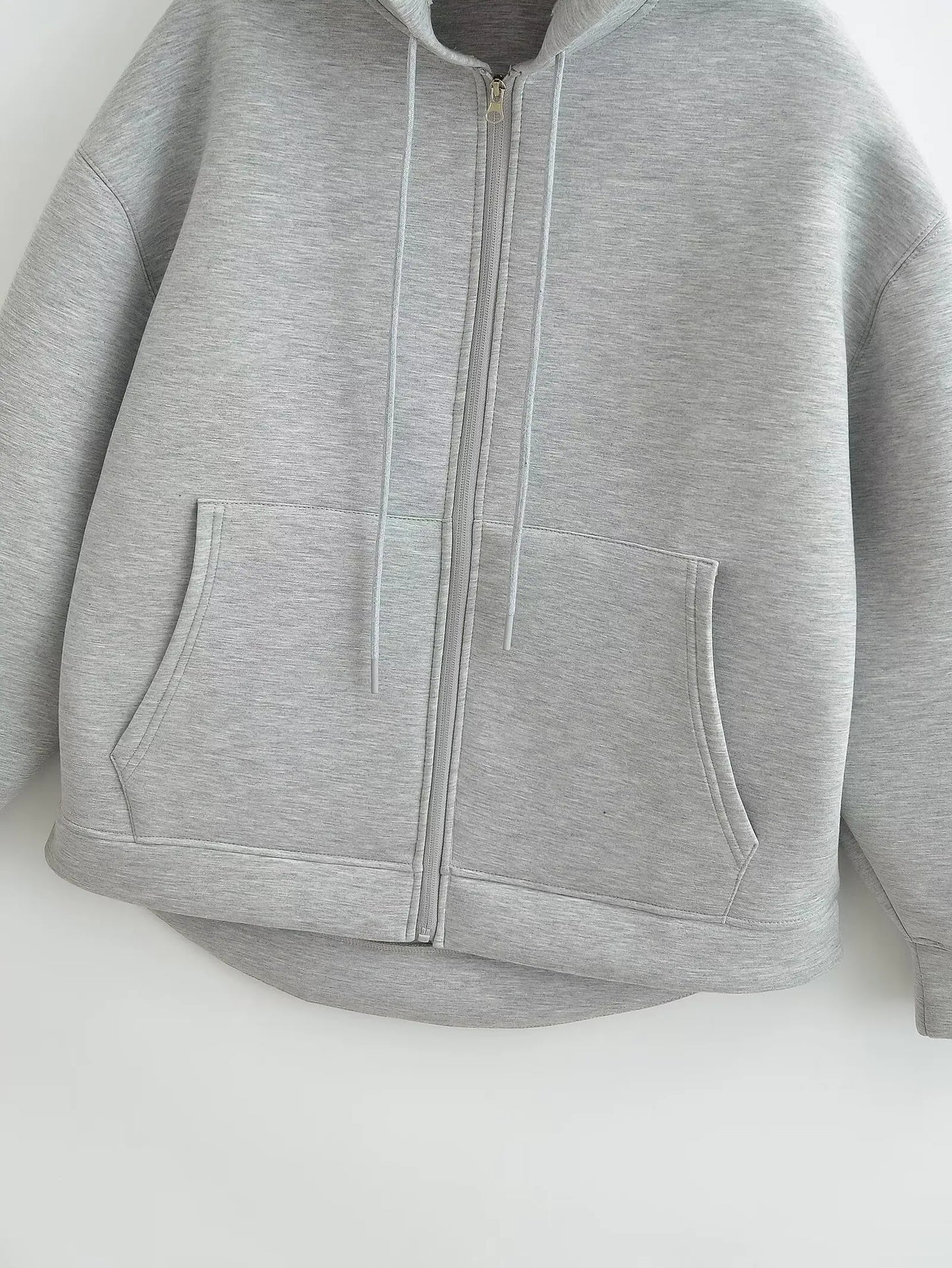 HH Autumn Winter Women's Zipper Hoodie Coat High Street Double Pockets Oversize Jakcet Loose Sweatshirts Outerwear Top