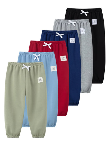 1/3/6 Pcs Children's Solid Color Drawstring Strap Shorts Boy Casual Fashion Pants Girl Joker Comfortable Elastic Waist Pants