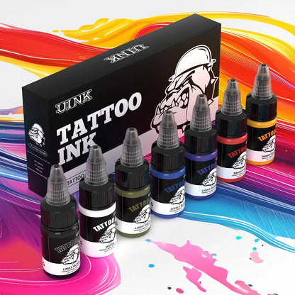 DQFART UINK Tatueringsbläck 7-pack 20ml – CPNP Vattenbaserat 36 Mån Hållbarhet Body Art Nybörjare & Proffs 2026