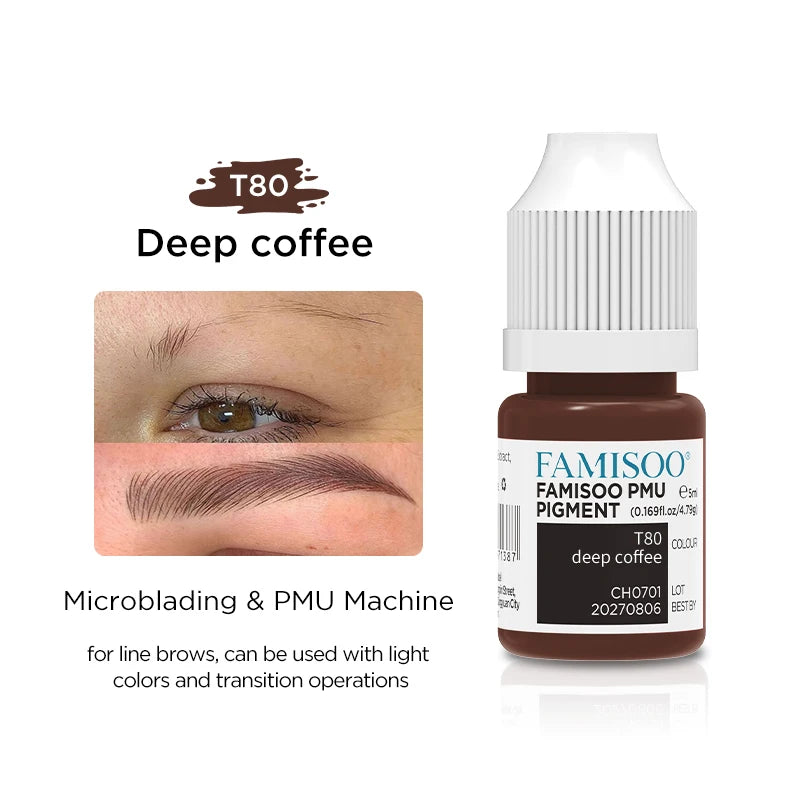 FAMISOO 5ML Permanent Makeup Pigment Tattoo Lips Tattoo Inks Eyebrows Eyeliners Pigments Microblading Pigment Tattoo Pigments