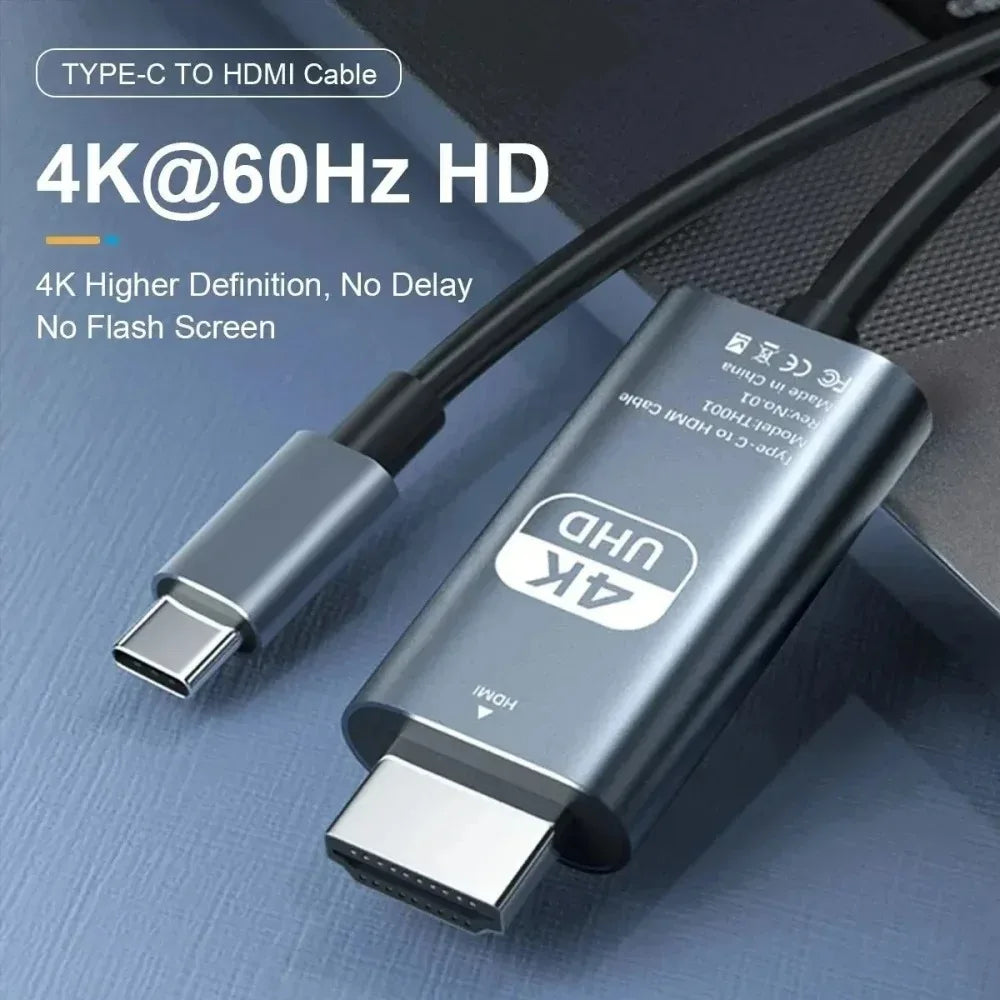 USB-C till HDMI-kabel 2 m – välj 4K 30 Hz eller 60 Hz