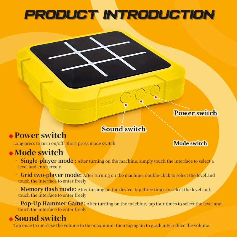 Handheld Electronic Tic Tac Toe Game Portable Logic Board Game for Kids Adults Travel Brain Training Two Player Thinking Toy