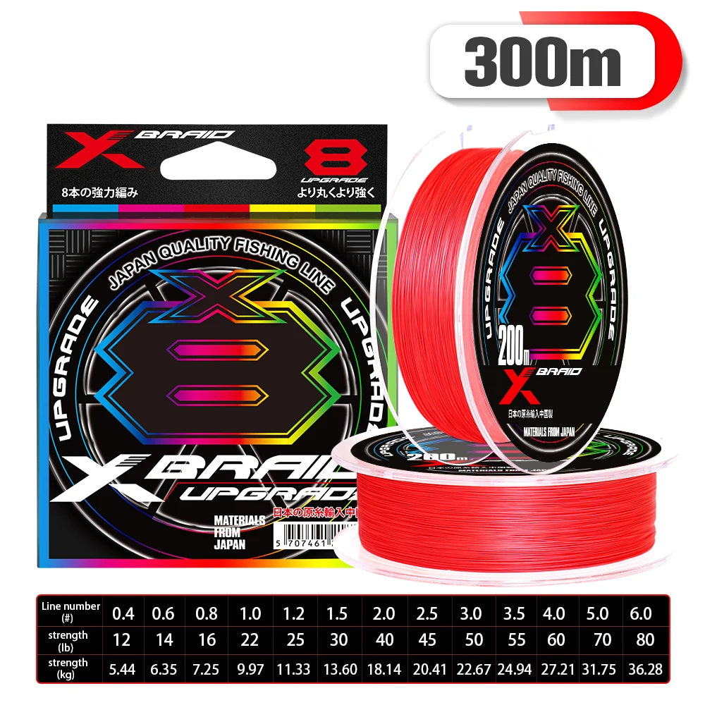 NEW Japan Original Xbraid Upgrade X8 Never Fade Multicolor Multifilament Line Fishing 1000M/500M/300M for Carp Bass Fishing Line