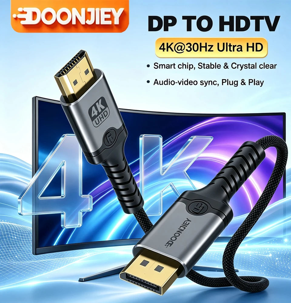 DisplayPort till HDMI 2.0-kabel 4K 30 Hz – 1–3 m