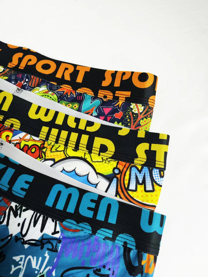 Herr Boxershorts 3-pack Polyester – Graffiti & Comic Pop Art Streetstyle, S–2XL