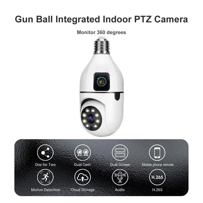 8MP WiFi IP Camera E27 Bulb Cam Wireless Baby Monitor Pet Cameras 5MP SmartLife Indoor AI Tracking Security Video Surveillance