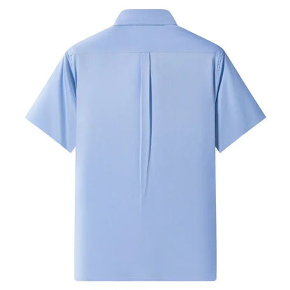 2024 NEW IN Summer Men's Shirt Non-Ironing Anti-Wrinkle Business Casual Solid Color Elastic Smooth Short Sleeves Work Social