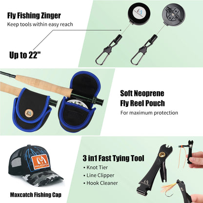 Maximumcatch 3-8WT Fly Fishing Rod And Reel Combo Set 8'6''/9' Medium-fast Fly Rod Pre-spooled Fly Reel & Line &Triangle Tube