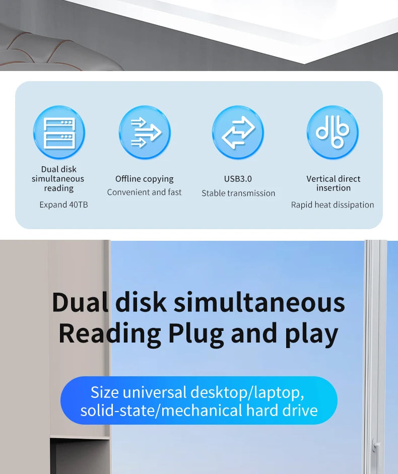 GODO HDD Docking Station SATA to USB 3.0 Adapter for 2.5 3.5 SSD Disk Case HDD Box Dock Hard Drive Enclosure Docking Station