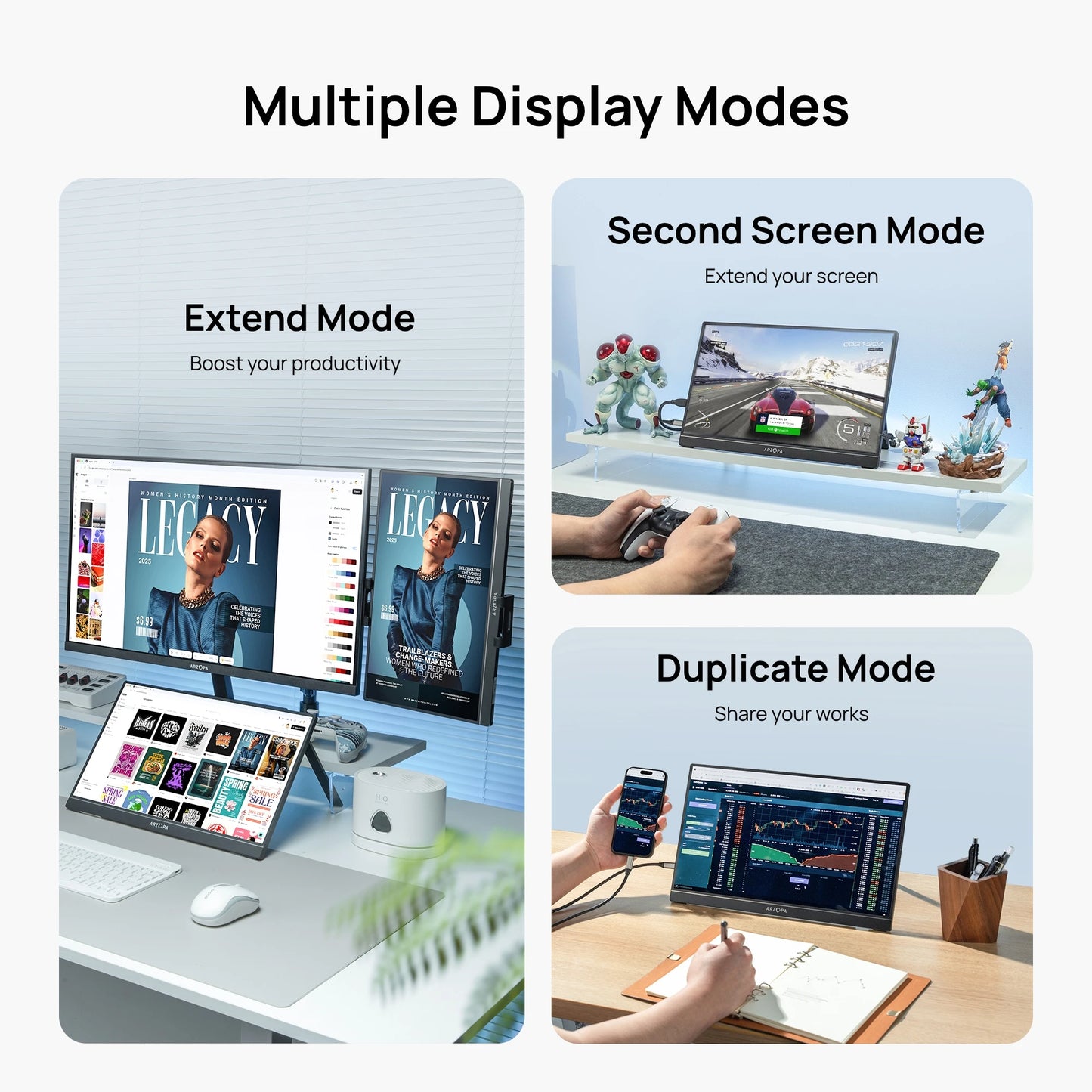 ARZOPA 14/15.6/17.3 Inch 1080P Mini Second Gaming Display Portable Monitor External Screen for MAC/Laptop/PC/Xbox/PS/Switch