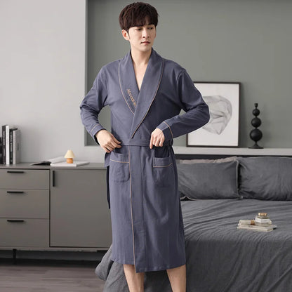Herr Badrock Lång Kimono – 100% Bomull Rutig Höst, 6 Motiv M–4XL