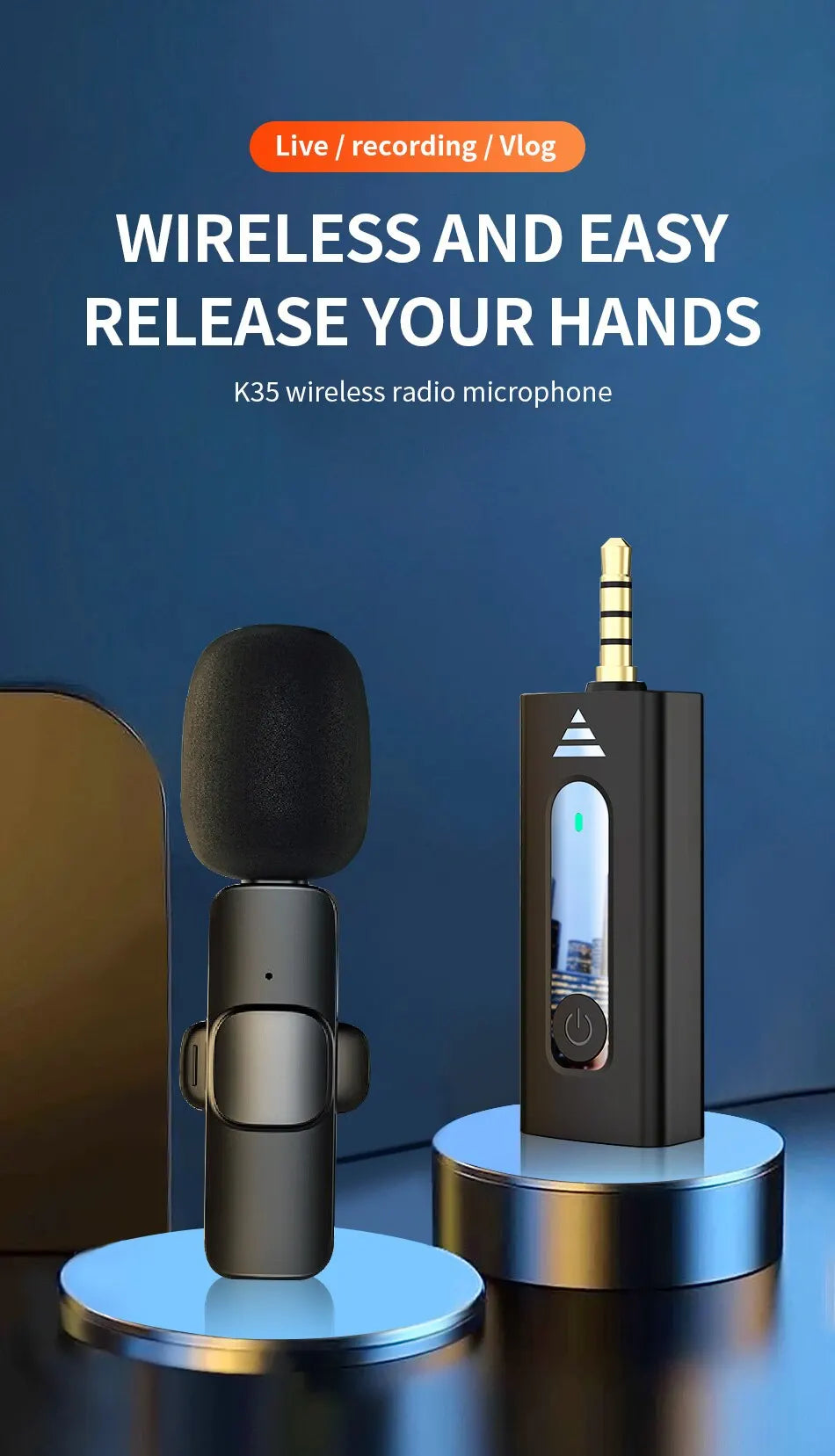 KEBIDU Lavalier Microphone Wireless 3.5mm Omnidirectional Condenser Mic Megaphone for Camera Speaker Phone Recording Live Stream