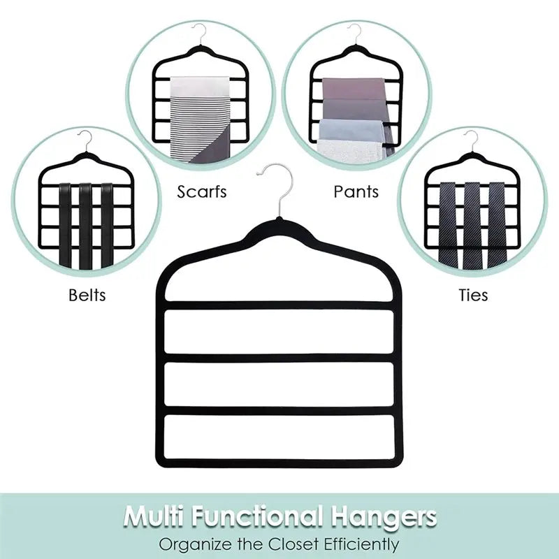 L60A Hangers, Space-Saving Multi-Tier Closet Organizers For,Trousers, Skirts, Scarves,Non-Slip Vertical Storage