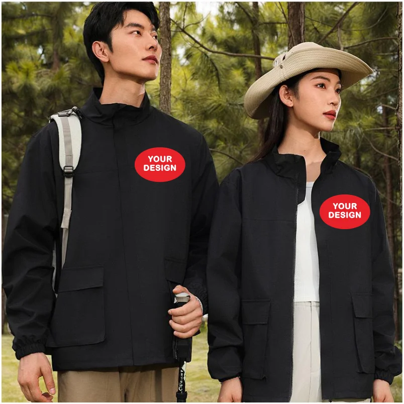 Autumn Men's Stand Up Collar Jacket Custom LOGO Printing Embroidery Company Brand Outdoor Waterproof And Windproof Thin Version