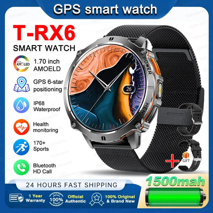 New T-RX6 Ultra Outdoor Sports Smart Watch GPS Compass  Barometer IP68 Waterproof Call Blood Oxygen Military Smartwatch For Men