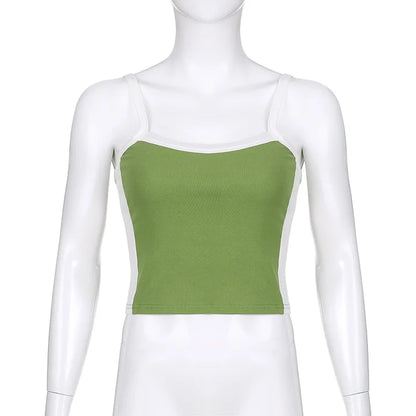 Dam Stickad Crop Top – Ärmlös Ryggöppen Y2K Vintage Patchwork Cami Sommar, 3 Färger S–L