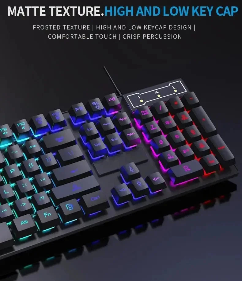 104 Key Backlit Mechanical Keyboard Wired Gaming Keyboard Waterproof Luminous Keyboard And Mouse Set for Gamer PC Laptop Office