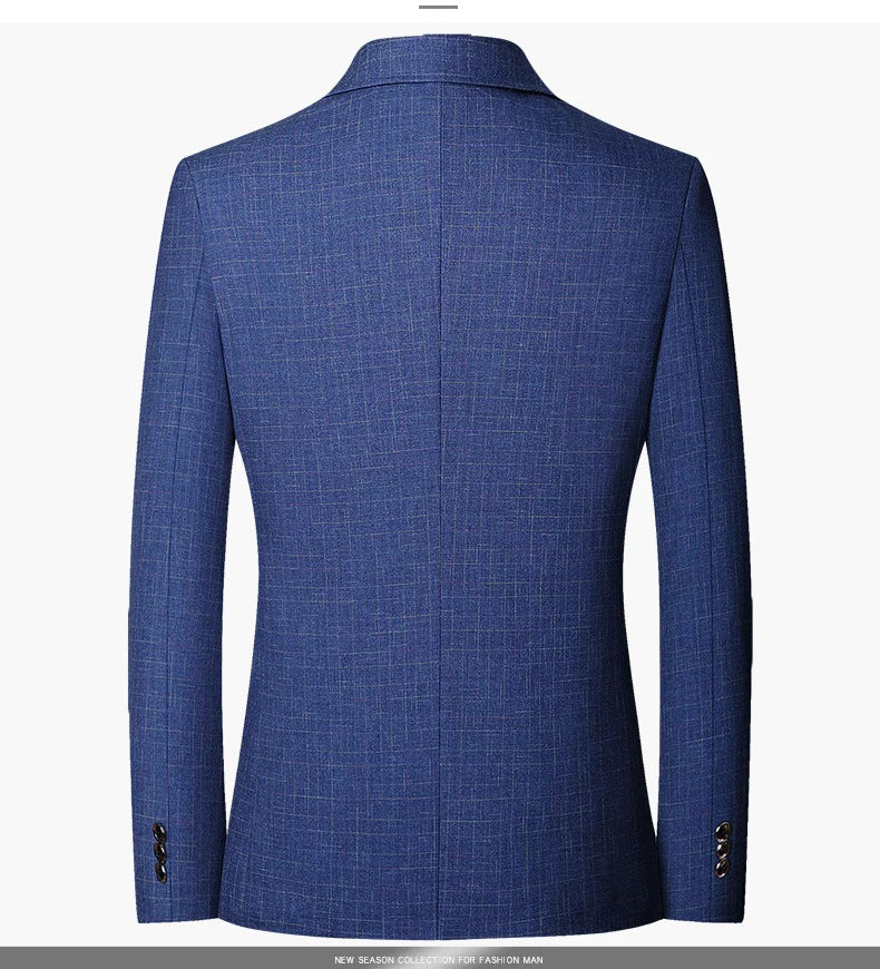 Herr Slim Fit Blazer – Rutig Strükfri Kavaj för Business Casual, Vår & Höst, 3 Färger