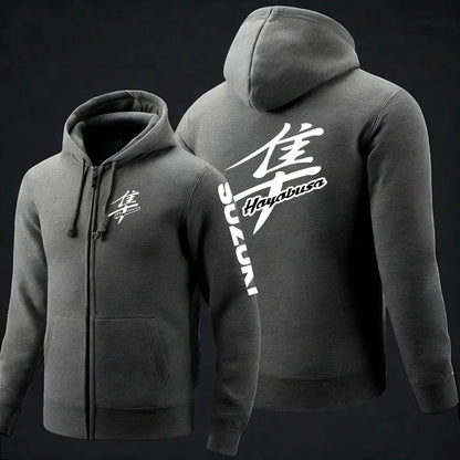 Suzuki Hayabusa Motorcykel Hoodie Herr – Dragkedja, Tryckt Logga, Vår & Höst