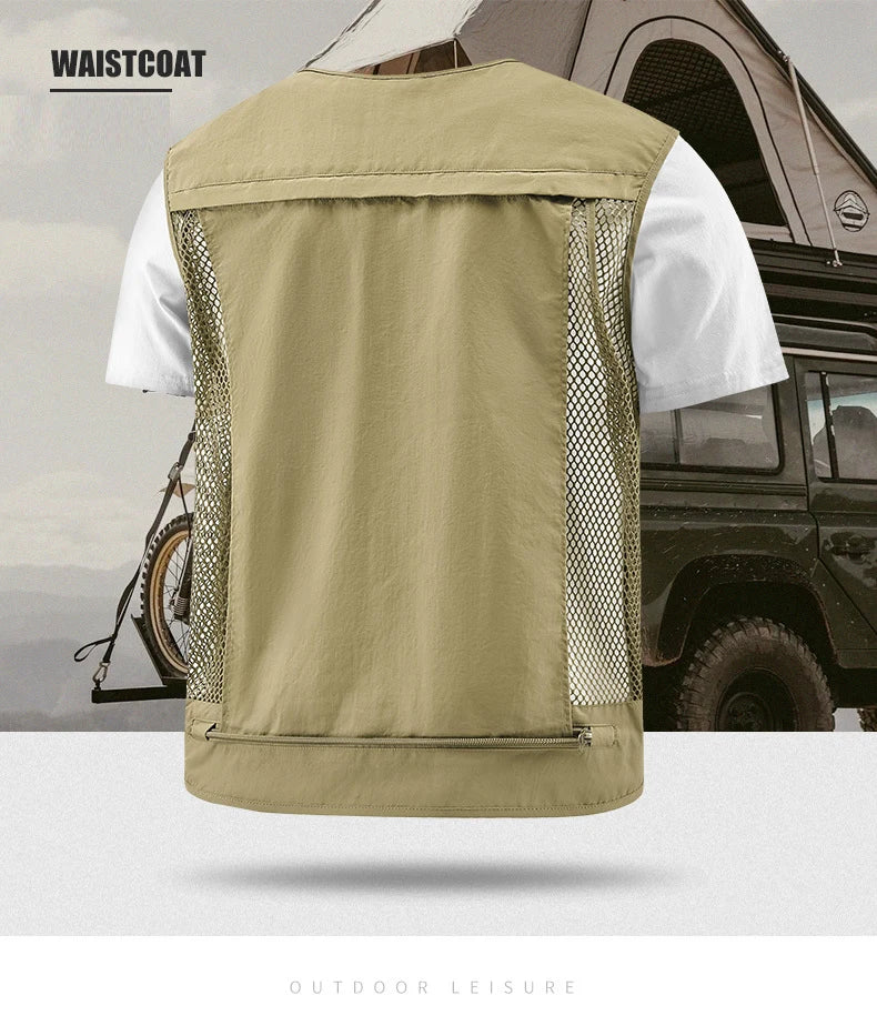 Fishing Vest Breathable Fishing Travel Mesh Vest with Zipper Pockets Summer Work Vest for Outdoor Activities