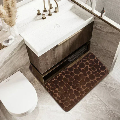 80x80cm New L-shaped Bath Mat Cobblestone Memory Foam Super Absorbent Non-Slip Corner Mat for Bathroom Shower Toilet Home Decor