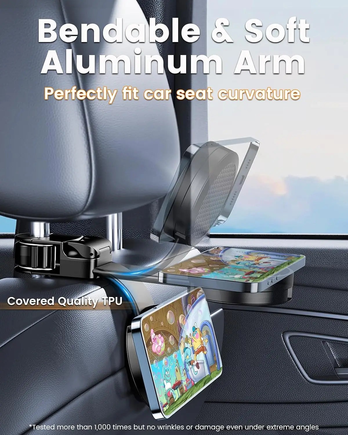Magsafe Phone Holder for Backseat, Hideable Storage Key Bag & Bendable Strong Magnetic Seat Phone Holder