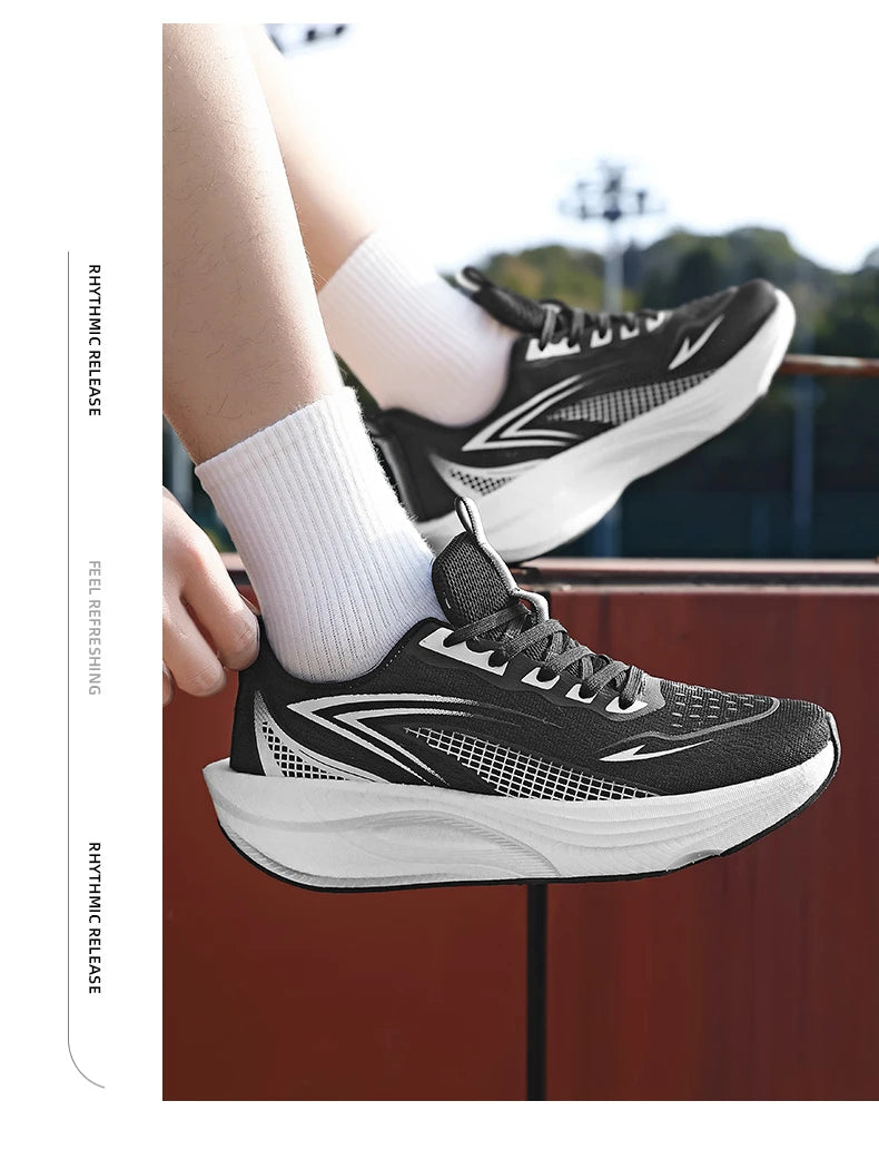 Lightweight Men's Running Sneakers Carbon Board Speciality Marathon Men Sports Breathable Walking Athletic Nonskid Sneakers Man