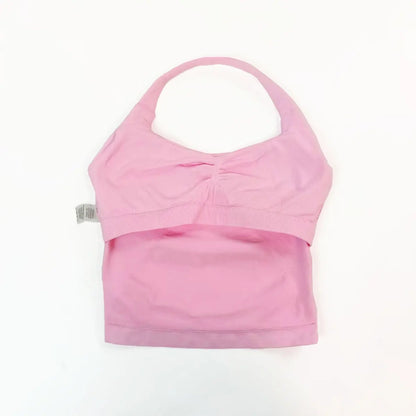 NCLAGEN Impact Halter Top Women Open Back Seamless Longline Tank Padded Yoga Fitness Workout Running Activewear Clothes