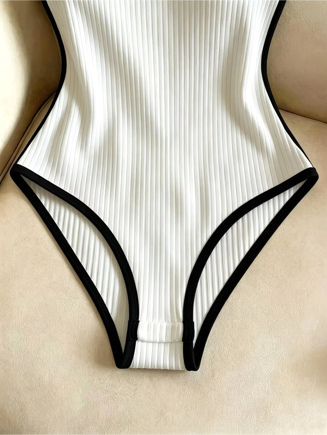 Dam 3-delat Ribbat Bodysuit-set – Fyrkantig Urringning Midjebetonande Backless Strand Nattliv Elegant, 4 Färger XS–XL