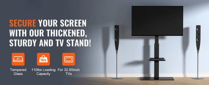 SucceBuy TV Stand Mount Swivel Tall TV Stand for 32 to 85 inch TV Height Adjustable Portable Floor TV Stand Max VESA 600 x 800mm