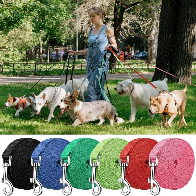 Universal Long Distance Dog Training Leash Firm Nylon Traction Lanyard Anti Bite Comfort Grip Walking Rope Pet Outdoor Accessory