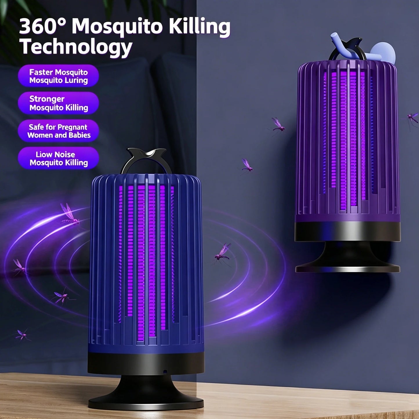 Mosquito Killer Lamp UV Light USB Anti Mosquito Trap Outdoor Electric Shock Mosquito Killer Light Use Kills Moths Wasps Gnats