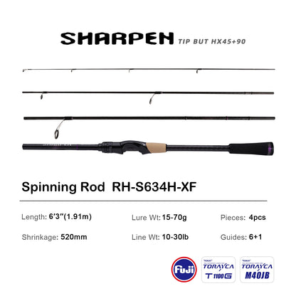 PURELURE SHARPEN Travel Soft Lure Long Spinning and Casting XF/MF Action Rods FUJI Components Bass Pike Rod Fishing Rod Reel