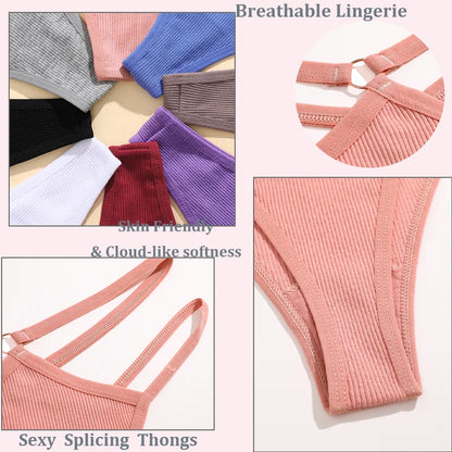 Women Cotton Low Waist Sexy Secret G-string Underwear Hollow Out Elasticity Panties Thong Seamless Brief Breathable Lingerie