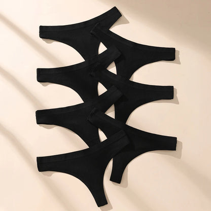 7-pack bomullstrosor string – randiga och mjuka G-strings