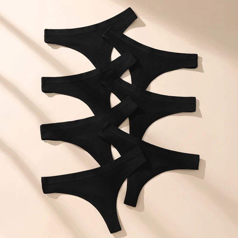 7-pack bomullstrosor string – randiga och mjuka G-strings