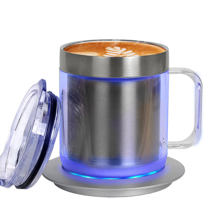Self-Heating Coffee Cup Warmer Set 55°C(131°F) Thermostatic Heater Double Layer Food Grade 12oz Coffee Mug for Office Home Gifts