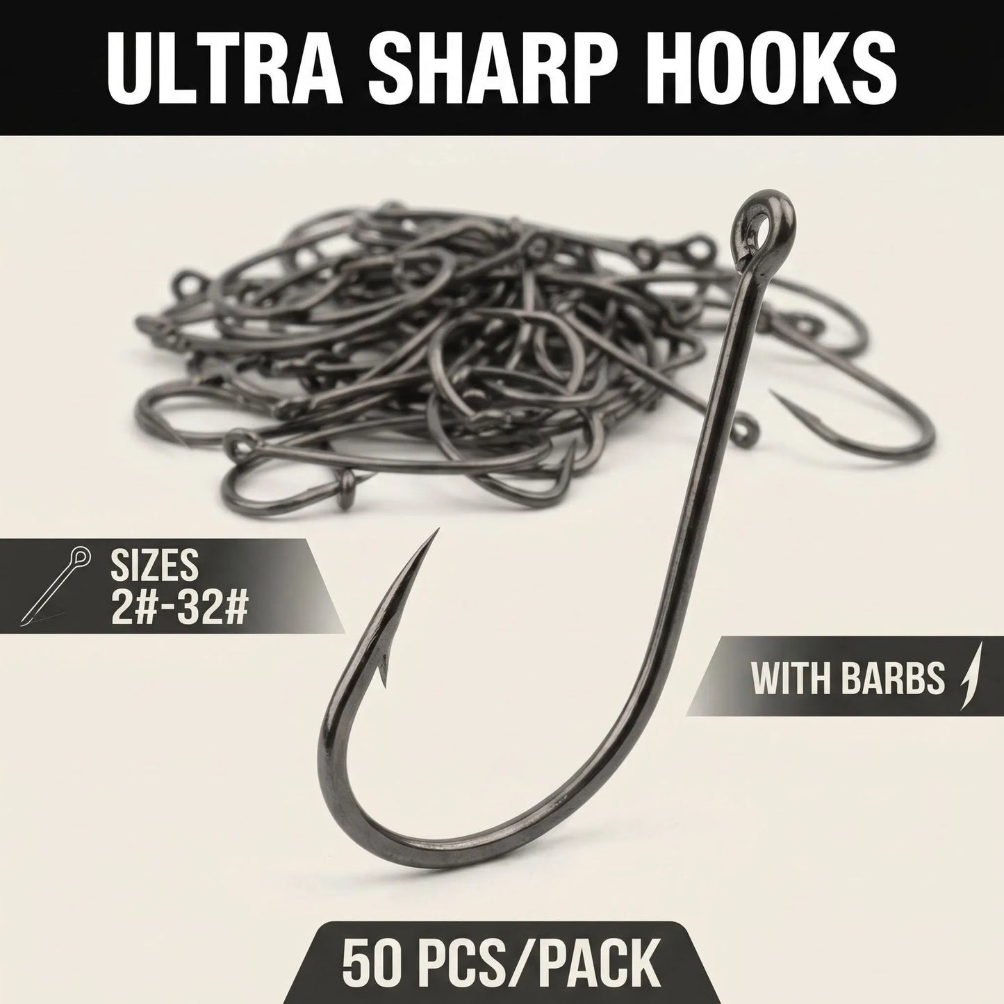 50pcs High Carbon Steel Curved Back Octopus Circle Hooks – Jig Hook for Fly Fishing & Carp Tackle