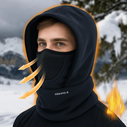 Vattentät balaklava i polarfleece med huva och halsvärmare