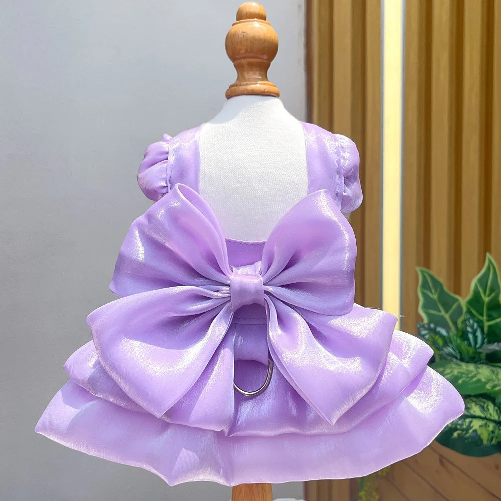 Cat Wedding Dress Lace Bowknot Fluffy Skirt for Party Pet Clothes Fancy Costume for Kittens Bridal Gown Furbaby Home Daily Outfi