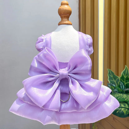 Cat Wedding Dress Lace Bowknot Fluffy Skirt for Party Pet Clothes Fancy Costume for Kittens Bridal Gown Furbaby Home Daily Outfi
