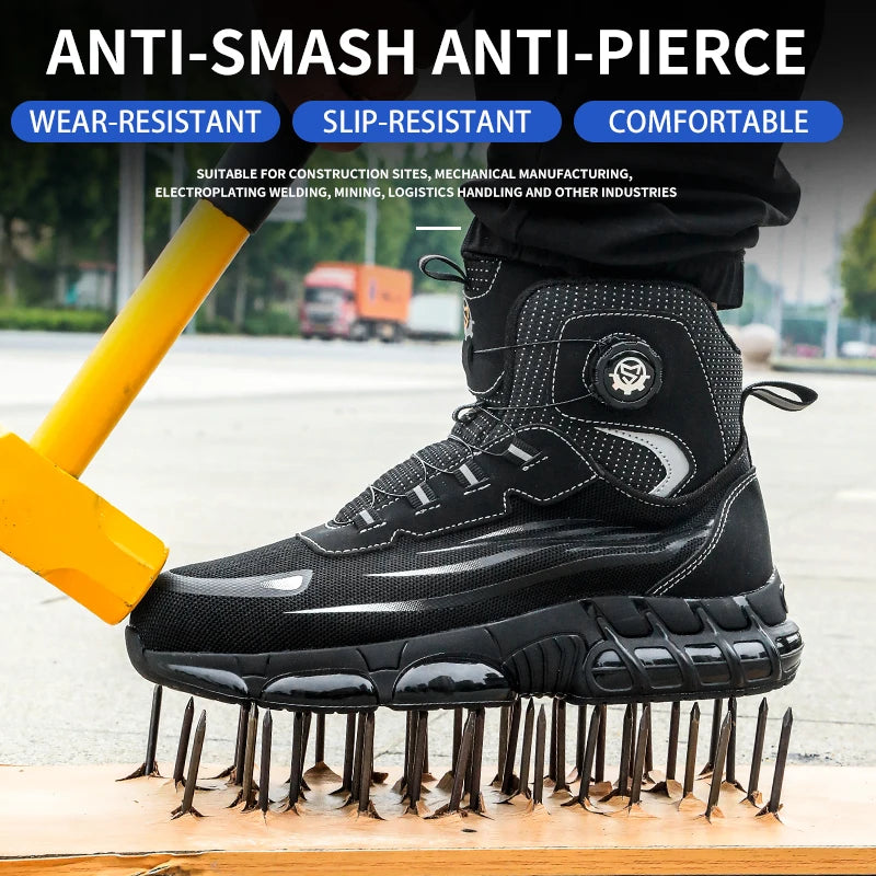 2026 High-Top Rotating Buckle Safety Shoes for Men and Women, Labor Protection Shoes, Protective Shoes, Work Shoes, Shock-Resist