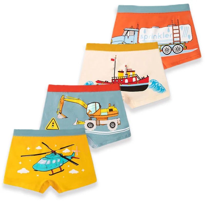 Pojkboxers 4/8/16-pack – 95% Bomull Andningsbar Mjuk Bil/Dinosaurie-motiv Storlek M–2XL (3–14 år)