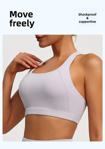 Dam Sport-BH Yoga Linne – Halterneck Inbyggda Kuddar Högintensiv StötDämpning Tennis, 5 Färger S–XXL