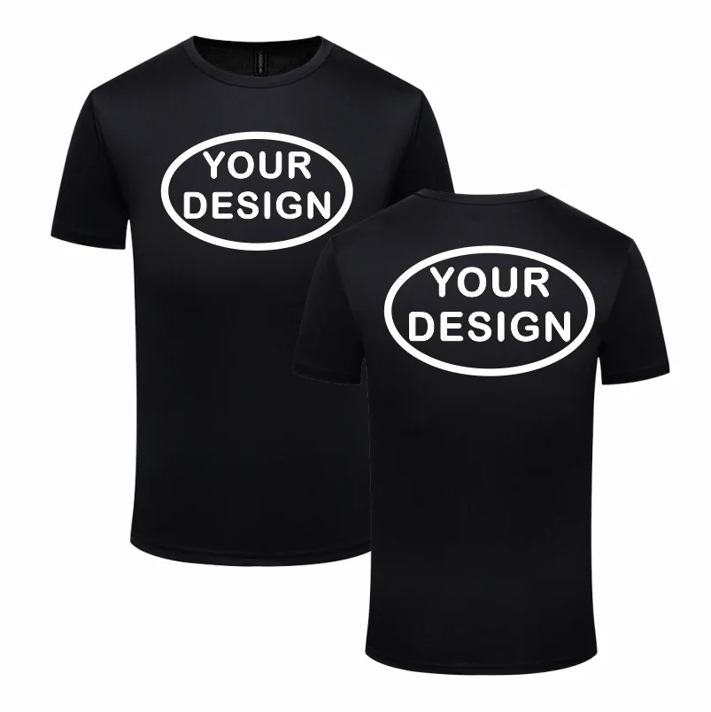 Eget tryck fram & bak, snabbtorkande t-shirt med logotyp, text eller foto – reklamkläder