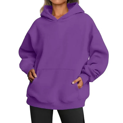 Unisex Oversized Fleece Hoodie – Varm Casual Pullover Plus Size Höst/Vinter, 17 Färger XL–5XL