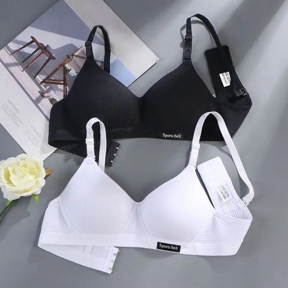 New Simple Cotton Girl Bra Underwear Student Bra Teen Thin Section Without Steel Ring Comfortable Sleep Bra Sport Vest For Woman